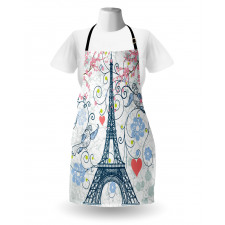 Eiffel Swirling Flowers Heart Apron