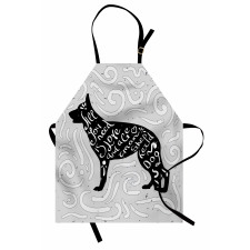 Eğlenceli Mutfak Önlüğü Geometrik Desenli Zeminde Köpek Silueti