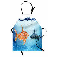 Fish Team up Against Shark Apron