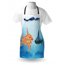 Fish Team up Against Shark Apron