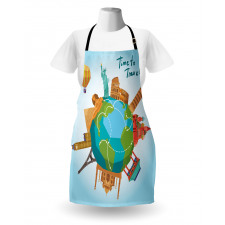 World Landmarks Around Globe Apron