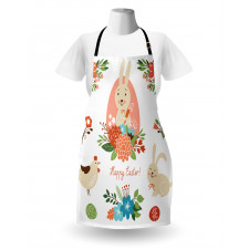 Pastel Bunny Flowers Cartoon Apron