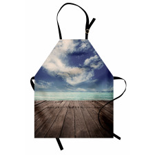 Ocean Cloudy Sky Wooden Pier Apron