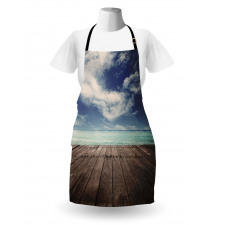 Ocean Cloudy Sky Wooden Pier Apron