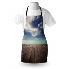 Ocean Cloudy Sky Wooden Pier Apron