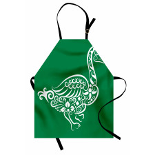 Calligraphic Oriental Floral Apron