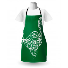 Calligraphic Oriental Floral Apron