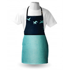 Abstract Birds Curl Ornament Apron