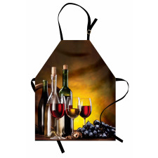 Grapes Bottles and Glasses Apron