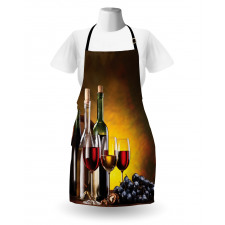 Grapes Bottles and Glasses Apron