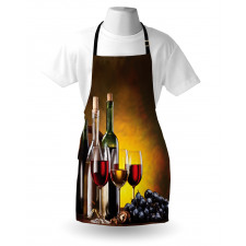 Grapes Bottles and Glasses Apron