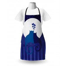 Cats in Love at Night Cartoon Apron