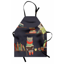 Funny Bookshelf Cat Reading Apron