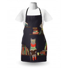 Funny Bookshelf Cat Reading Apron