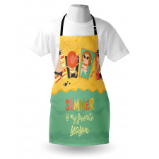 Sunbathing Kids Beach Doodle Apron