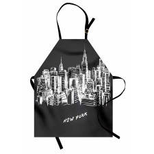 Hand Drawn City Buildings Deco Apron