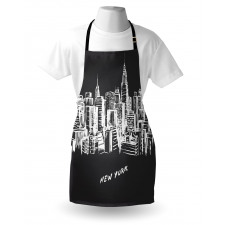 Hand Drawn City Buildings Deco Apron