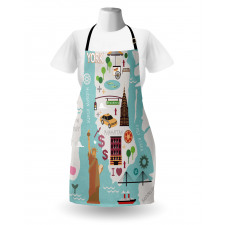 New York Infographic Doodle Map Apron