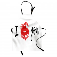 I Kiss You with Lipstick Print Apron