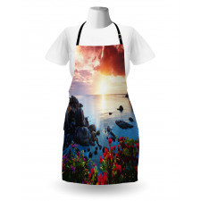 Poppy Carnations Spring Apron