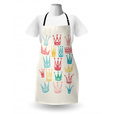 Cartoonish Colorful Crowns Apron