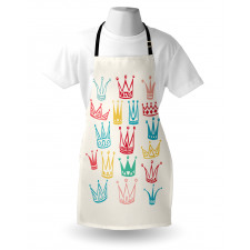 Cartoonish Colorful Crowns Apron