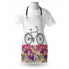 Bisikletli Mutfak Önlüğü Üçgen Üstünde Bisiklet Desenli