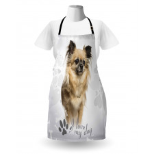 I Love My Dog Paw Print Apron