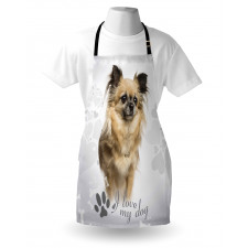 I Love My Dog Paw Print Apron