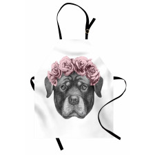 Portrait of Dog in Roses Apron