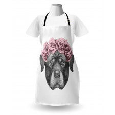 Portrait of Dog in Roses Apron