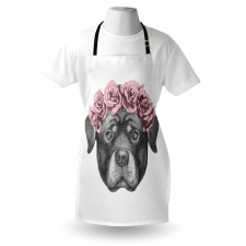 Portrait of Dog in Roses Apron