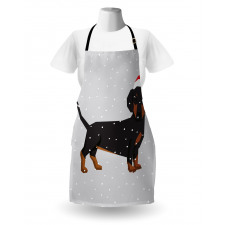 Dog Wears Xmas Hat Snow Apron