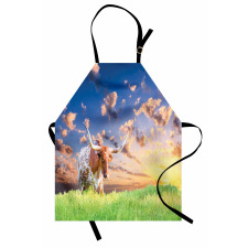 Female Cow in Pasture Sky Apron