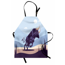 Strong Bull Nature in Doodle Apron