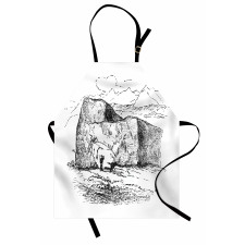 Hand Drawn Mountain Design Apron