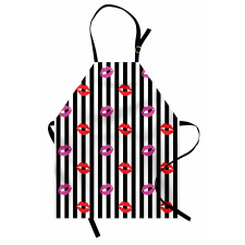 Lipstick Prints on Stripes Apron