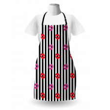 Lipstick Prints on Stripes Apron