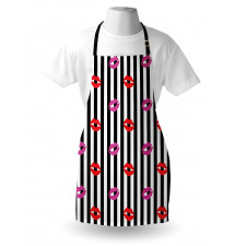 Lipstick Prints on Stripes Apron