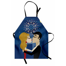 Couple Fireworks at Night Apron