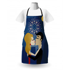 Couple Fireworks at Night Apron