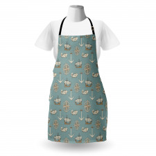 Retro Nautical Elements Art Apron