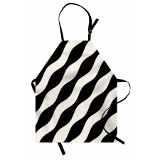 Retro Art Wavy Lines Pattern Apron