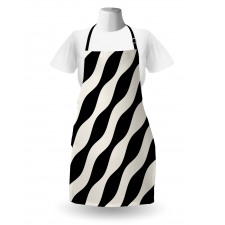 Retro Art Wavy Lines Pattern Apron