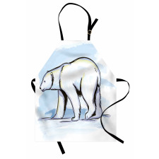 Pencil Sketch Polar Bear Apron