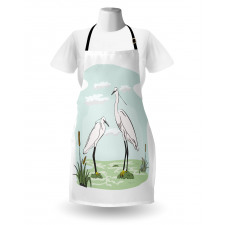 2 Herons in Marsh Cartoon Apron