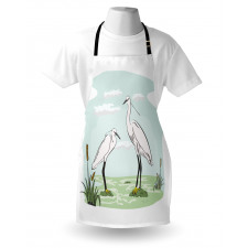 2 Herons in Marsh Cartoon Apron