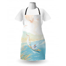 Girl in Boat on Lake Birds Apron