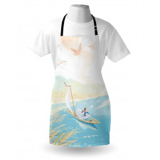 Girl in Boat on Lake Birds Apron