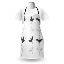 Greyscale Bird Different Side Apron